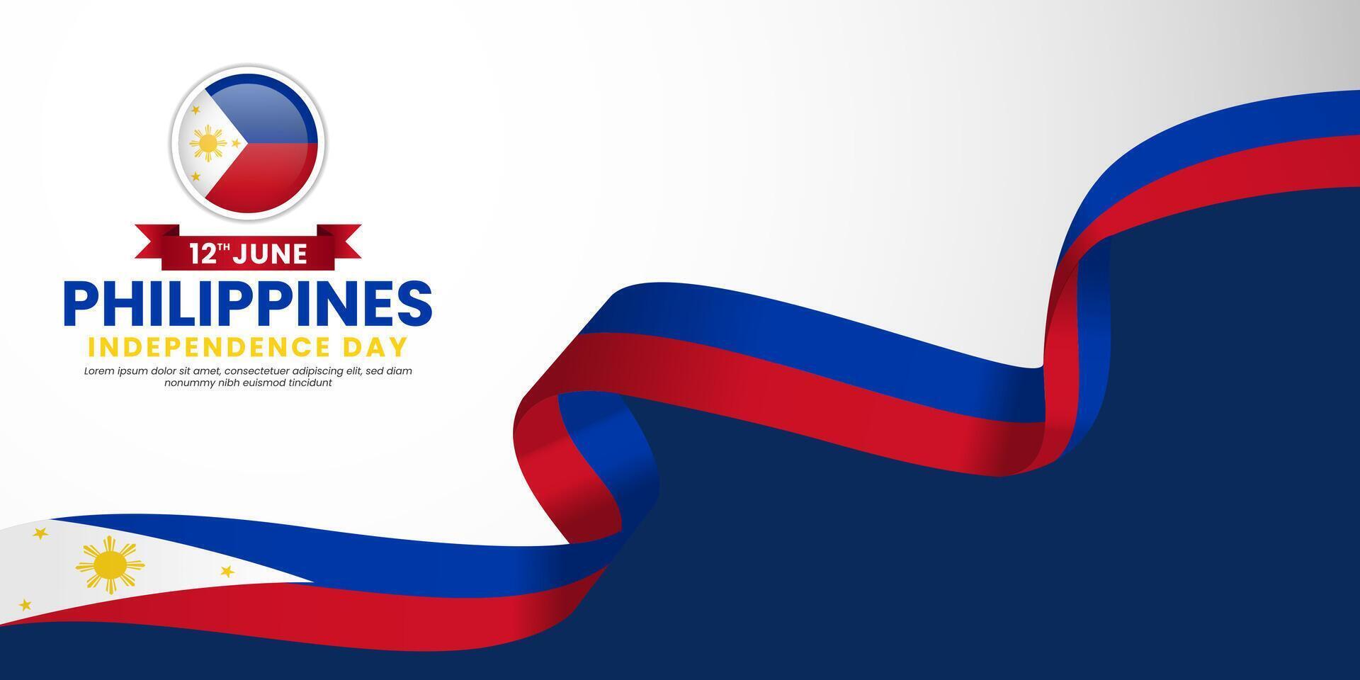 Philippines independence day with Realistic flag Illustration vector