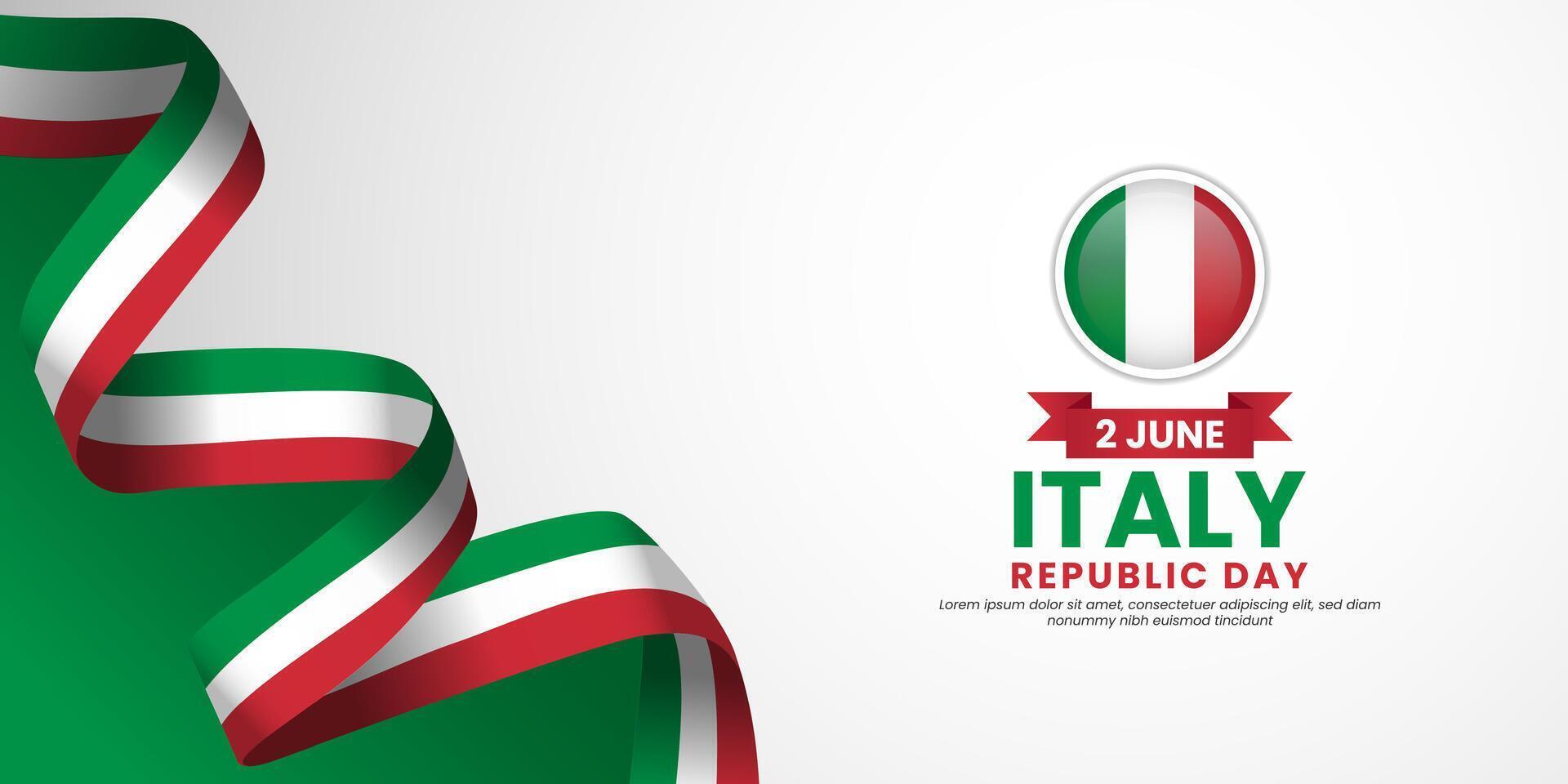 Italy waving flag for Republic day background. Template for national day banner design vector