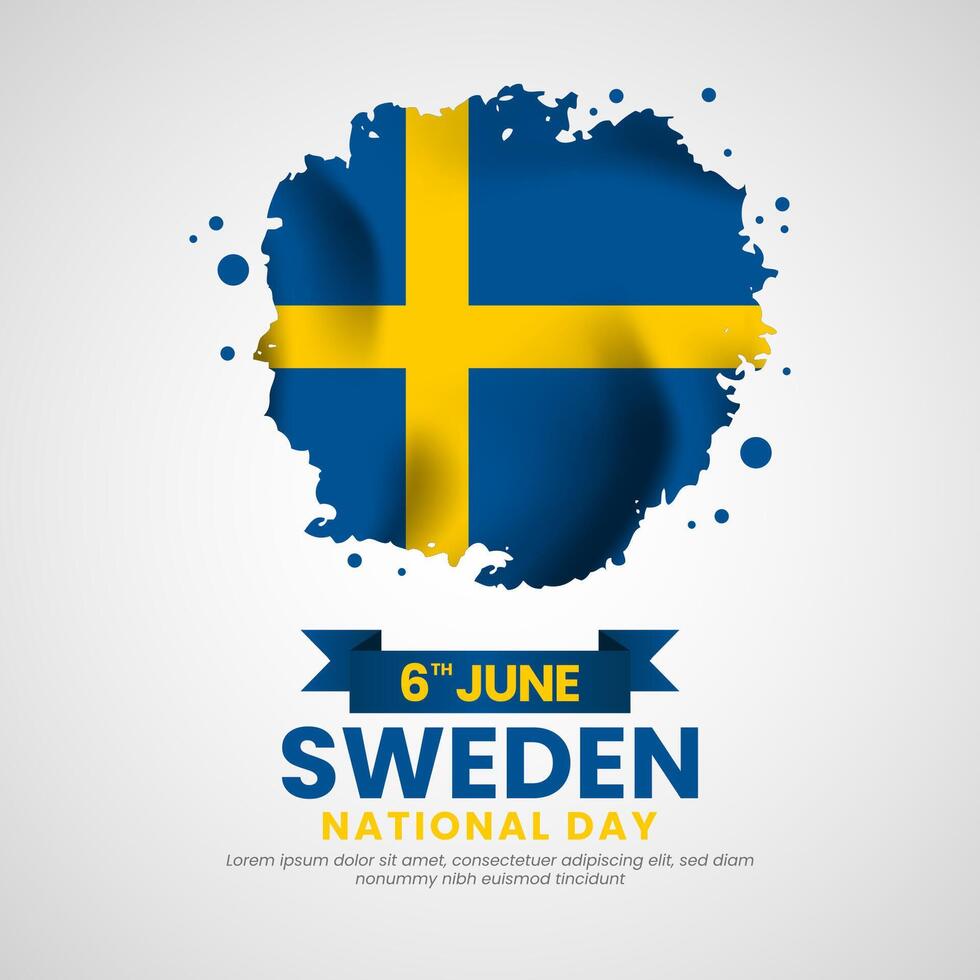 Sweden Grunge brush painted flag style for national day square banner background vector
