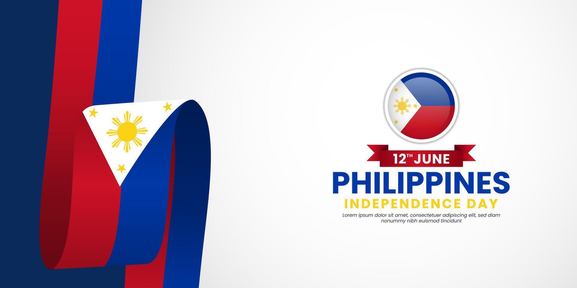 Philippines independence day with Realistic Waving flag Illustration vector