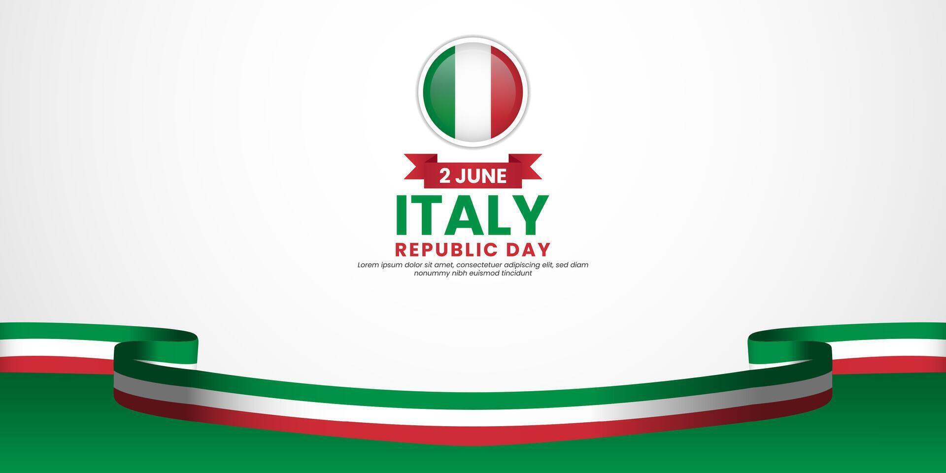 Italy republic day background 2 June design element with realistic waving flag vector
