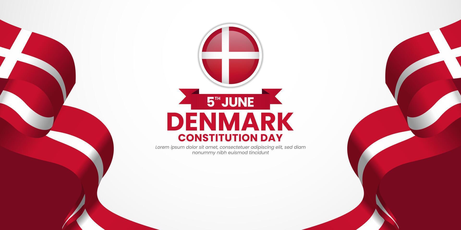 Denmark constitution day banner 5th of June design element with realistic waving flag vector