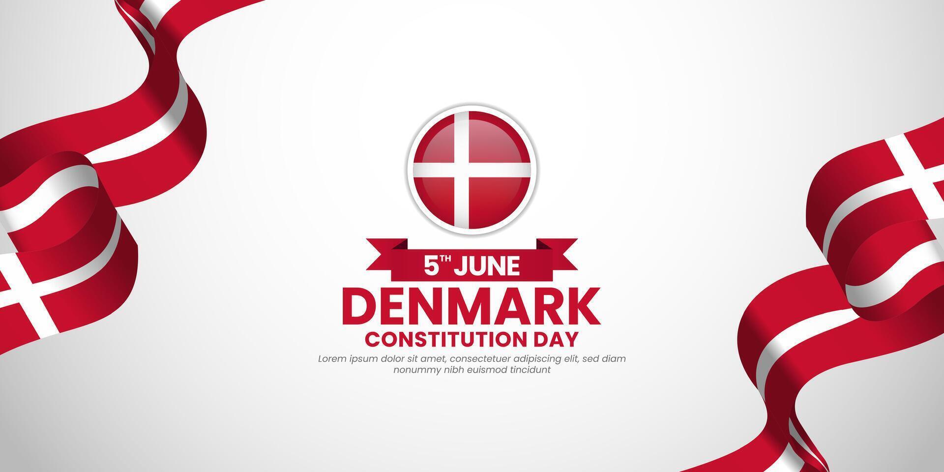 Denmark constitution day banner background 5th of June design element with realistic waving flag vector