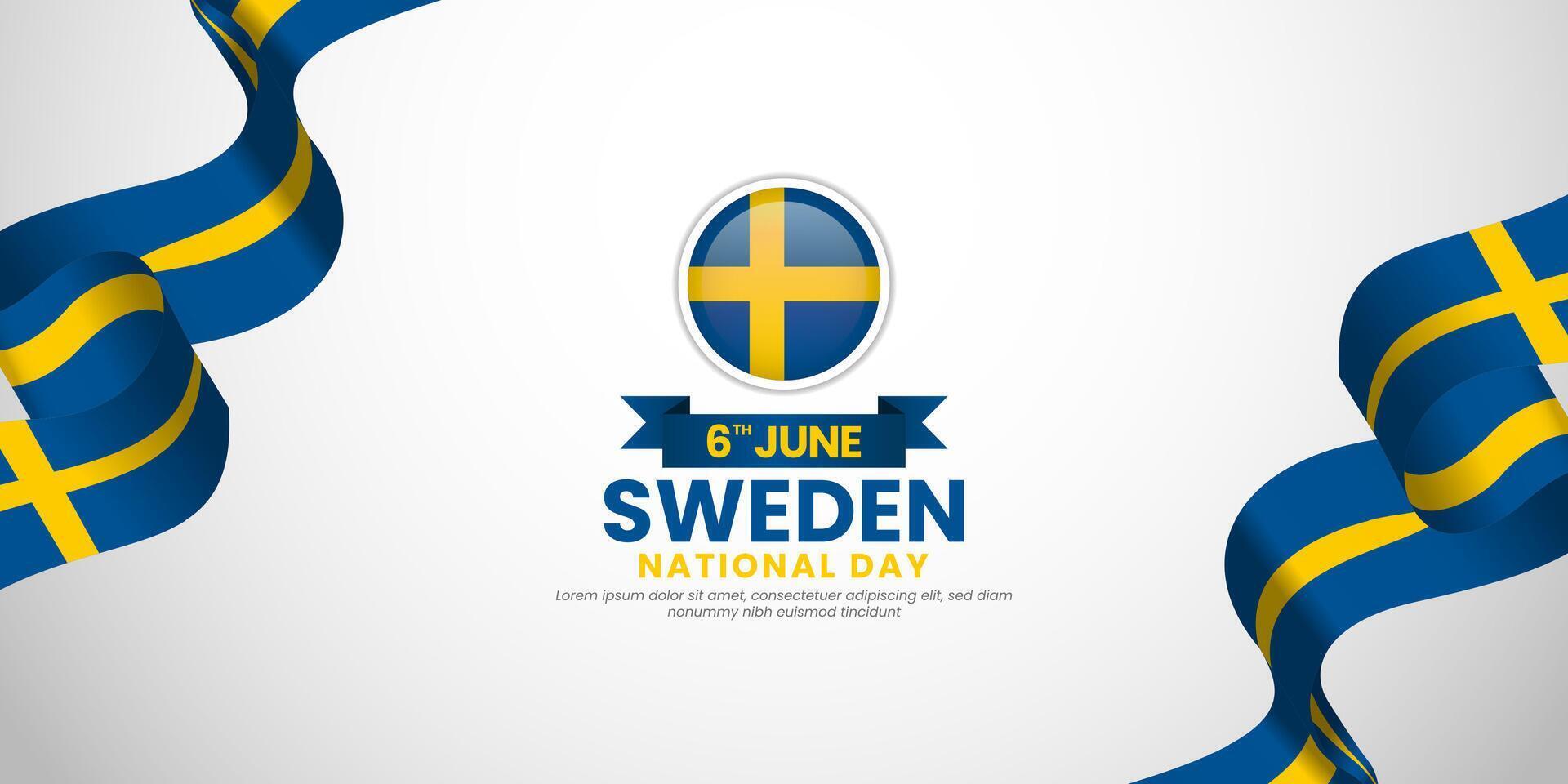 Sweden waving flag for National day background. Template for Independence day banner design vector