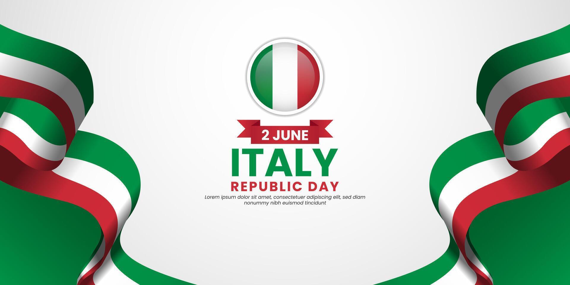Italy republic day banner background design element with realistic waving flag vector