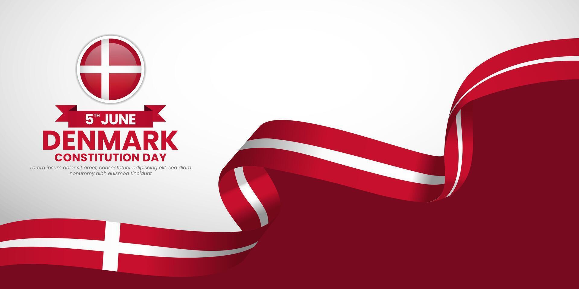 Denmark constitution day banner background design element with realistic waving flag vector
