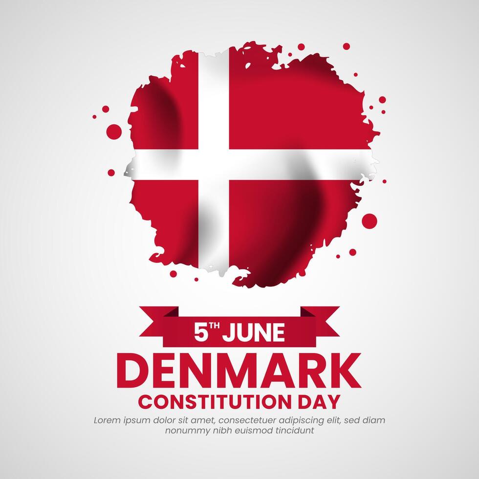 Denmark Grunge brush painted flag style for national day square banner background vector
