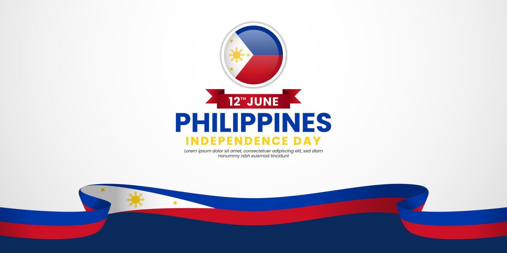 Philippines independence day greeting card, banner with text illustration vector