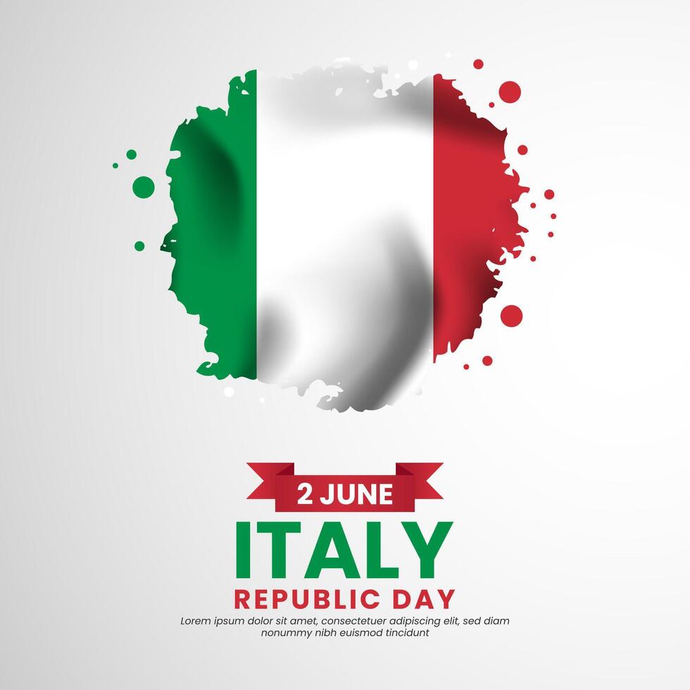 Italy Grunge brush painted flag style for repubilic day square banner background vector