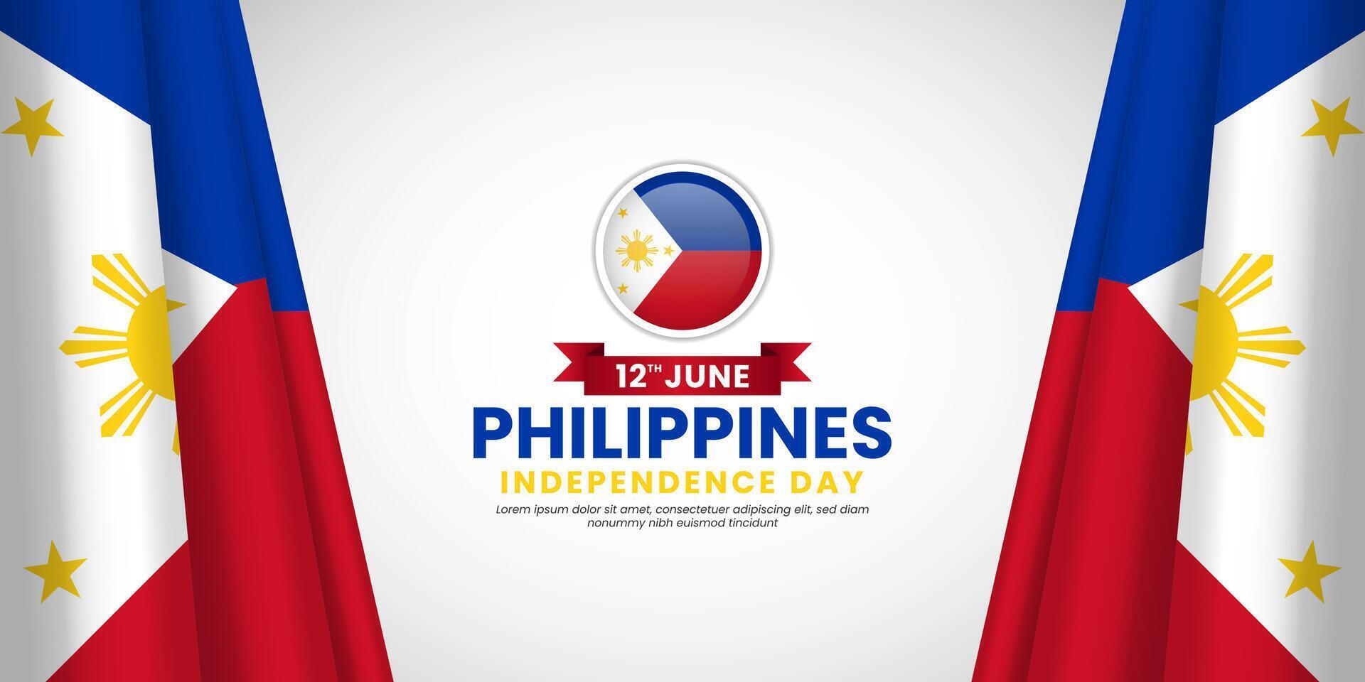 Philippines independence day design with Realistic flag Illustration vector