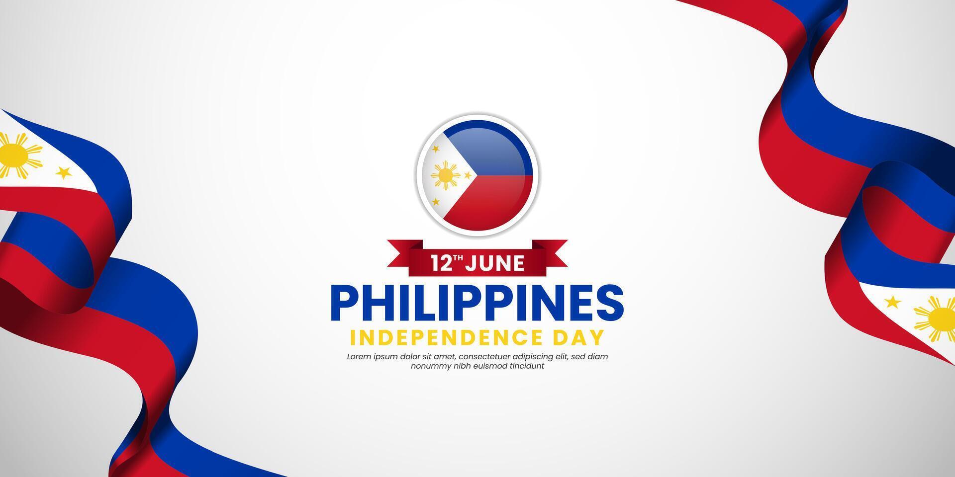 Philippines independence day greeting card with template text illustration vector