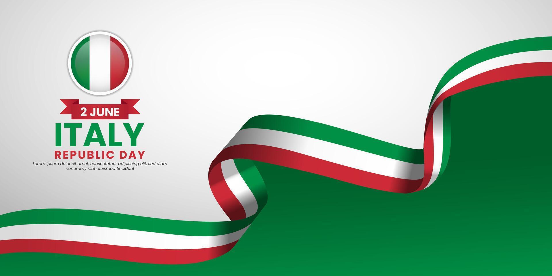 Italy waving ribbon flag for Republic day background. Template for national day banner design vector