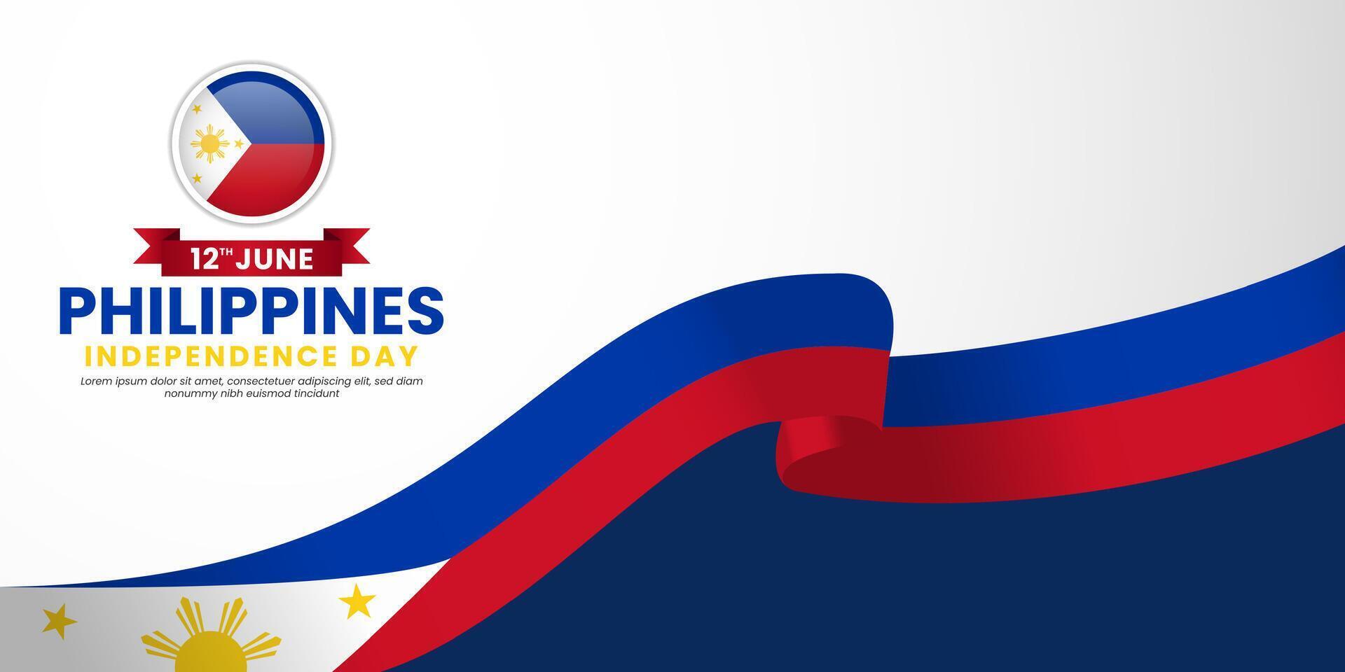 Philippines independence day RIbbon Flag background design with blank space area vector