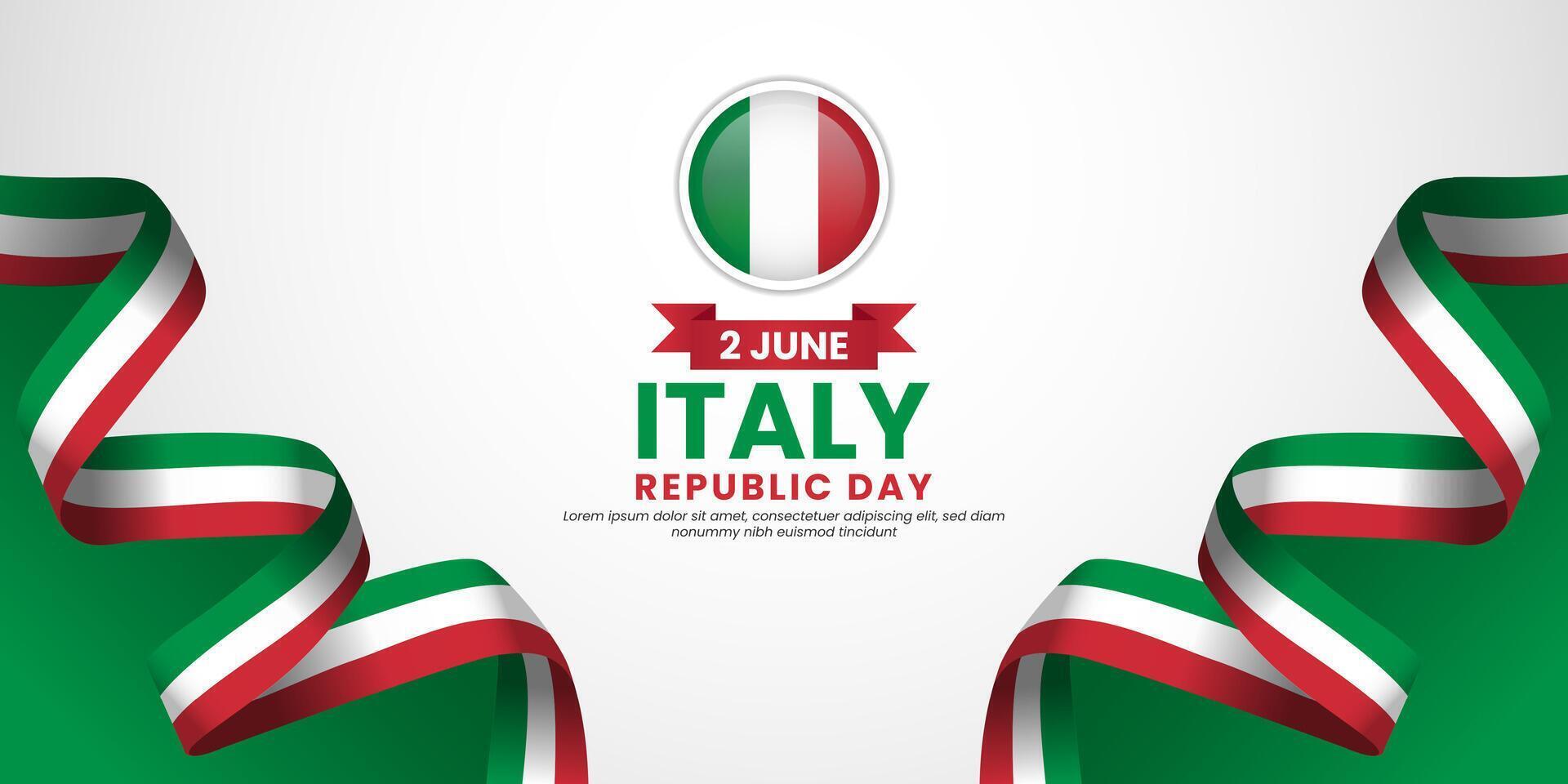 Italy republic day banner background 2 June design element with realistic waving flag vector