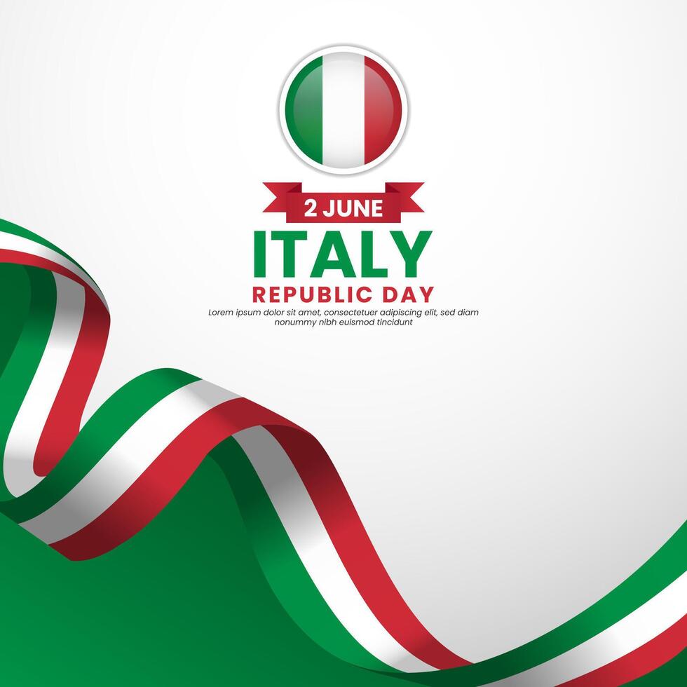 Italy republic day Square banner background with waving flag vector