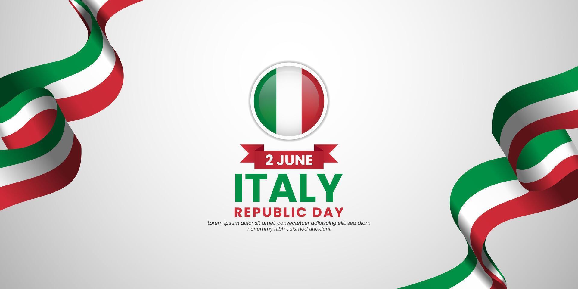 Italy waving ribbon flag for Republic day background. Template for national day banner vector