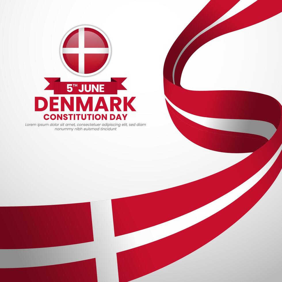 Denmark constitution day Square banner background with waving flag illustration vector
