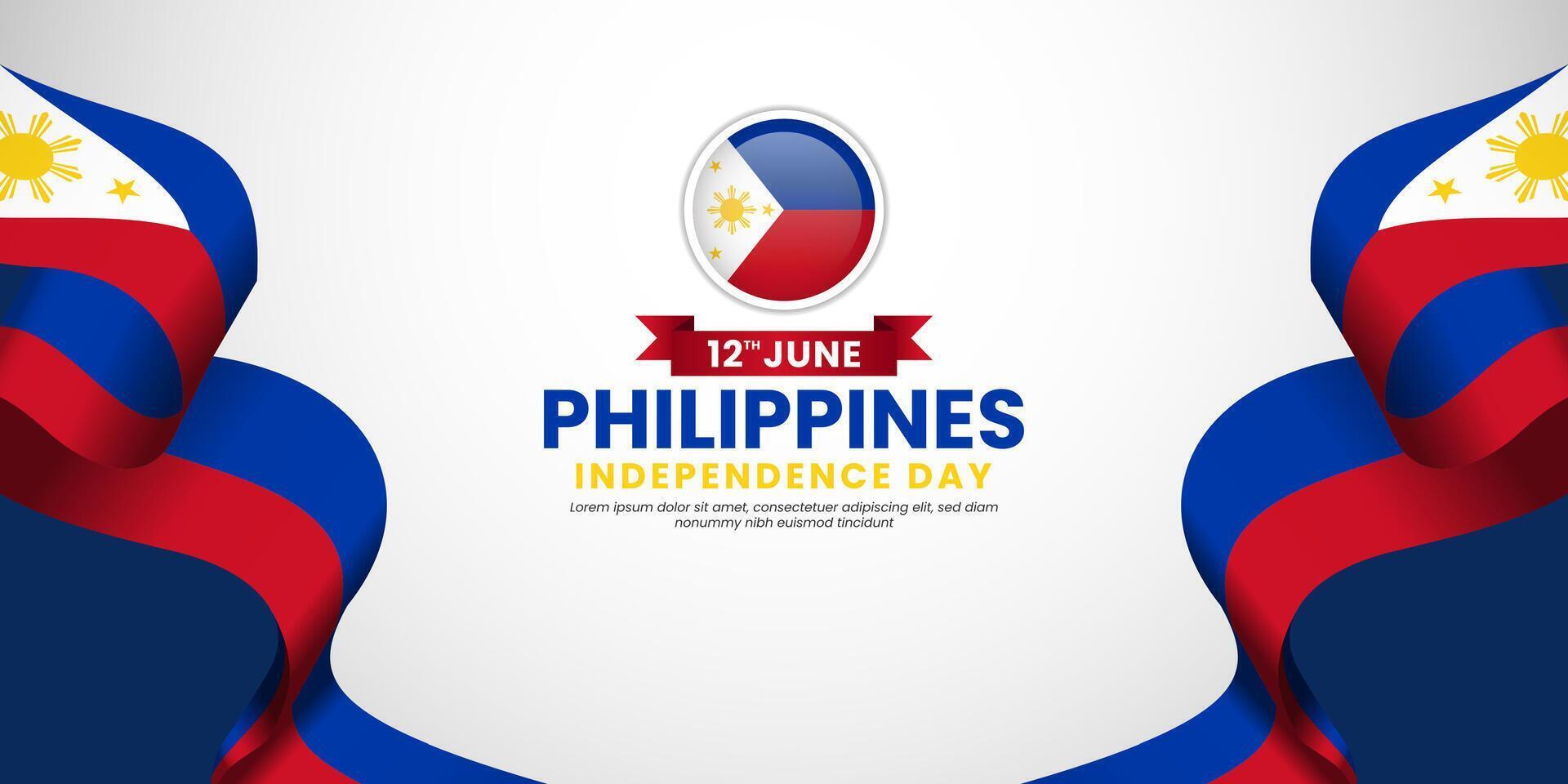 Philippines independence day banner with template text illustration vector