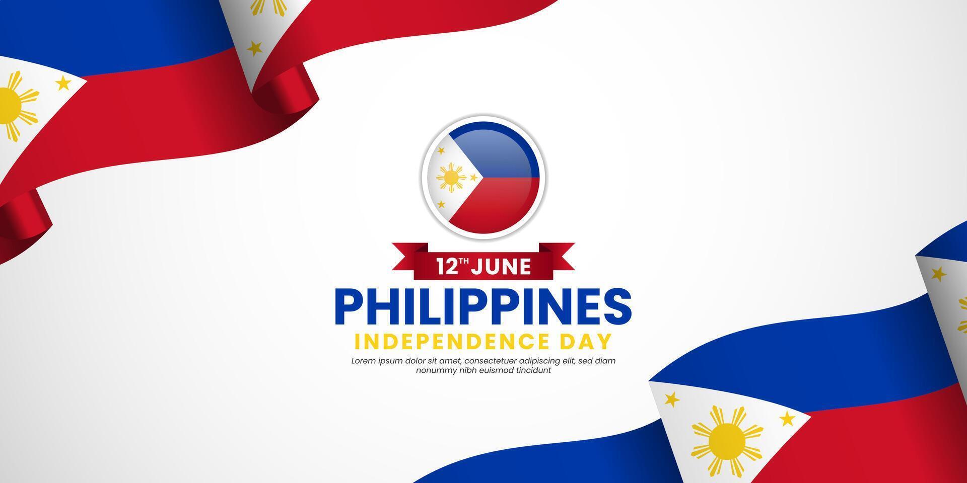 Philippines independence day design with Realistic Waving flag Illustration vector