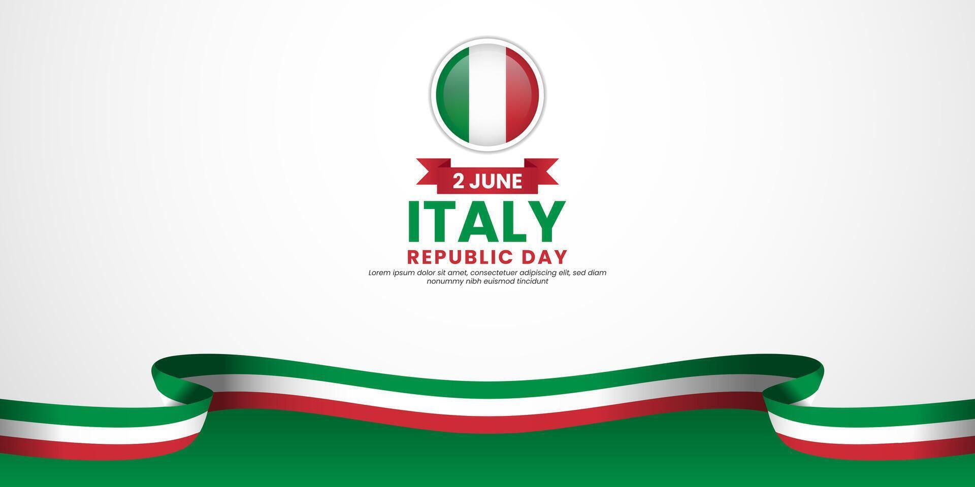 Italy ribbon flag for Republic day background. Template for national day banner design vector