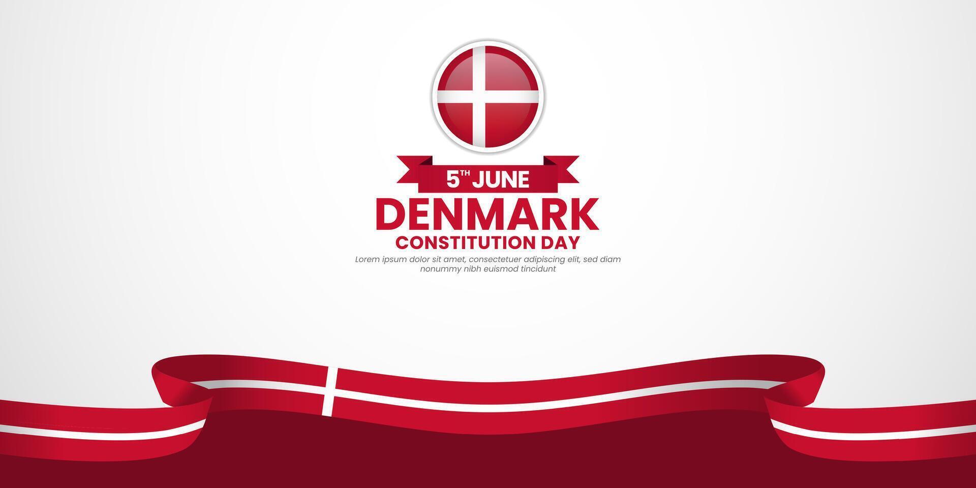 Denmark constitution day banner background 5th of June element with realistic waving flag vector