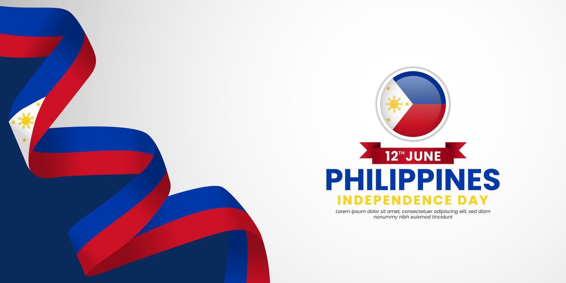 Philippines independence day greeting card, banner with template text illustration vector