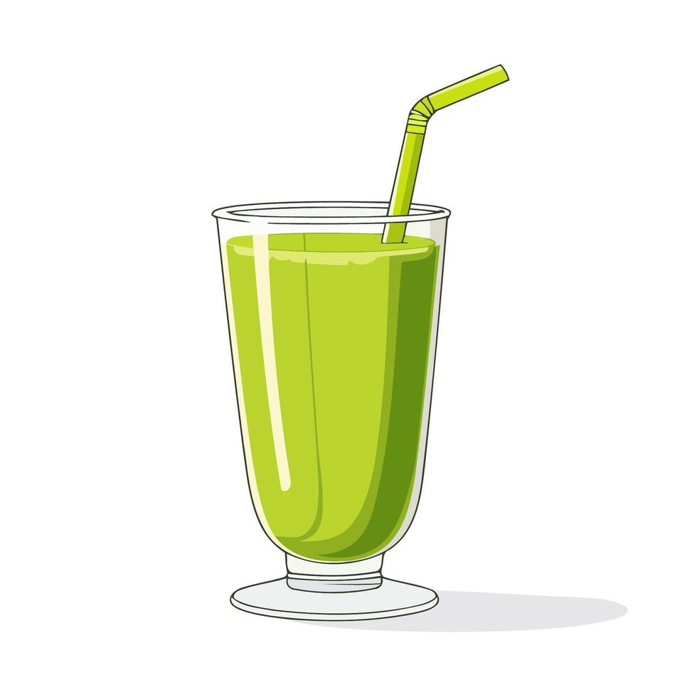 Green Smoothie In Glass Cup vector
