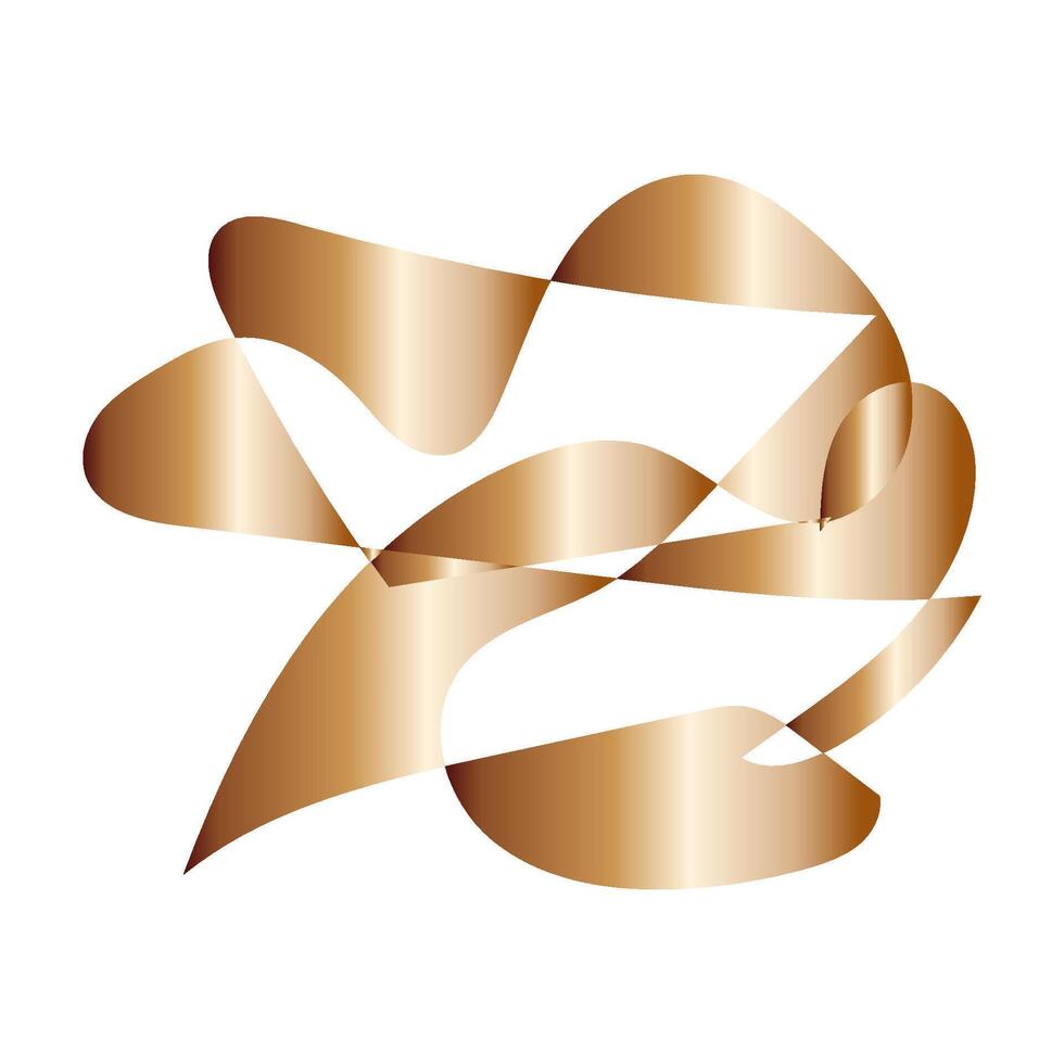 Gold Ribbon Abstract Twisted Shape vector