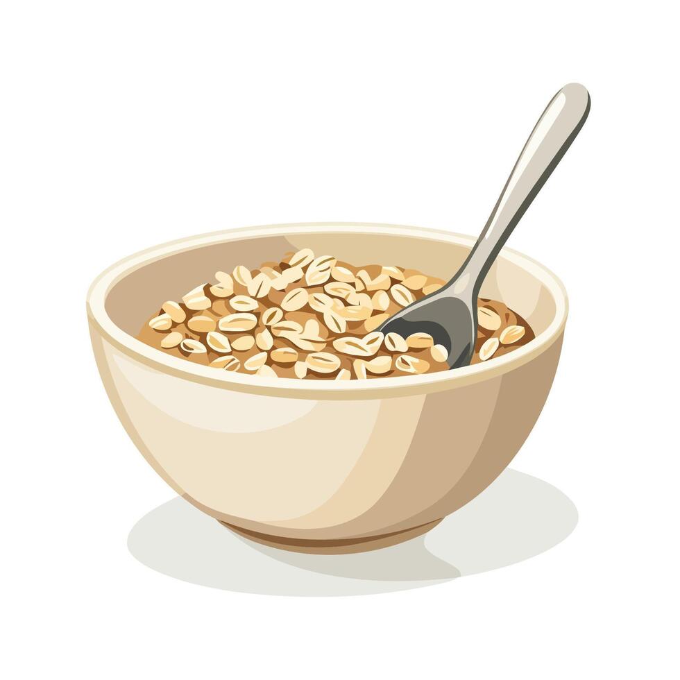 Bowl Of Oatmeal With Spoon vector