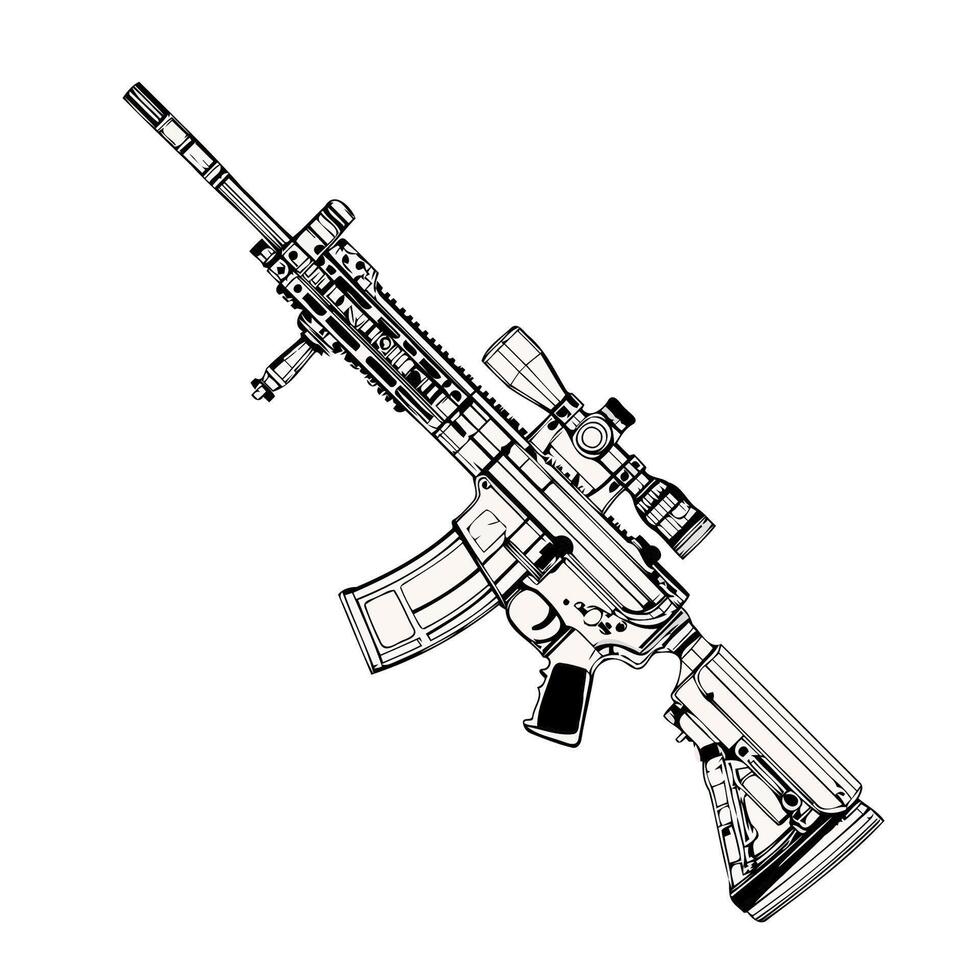 Lightweight Assault Rifle With Folding Stock vector