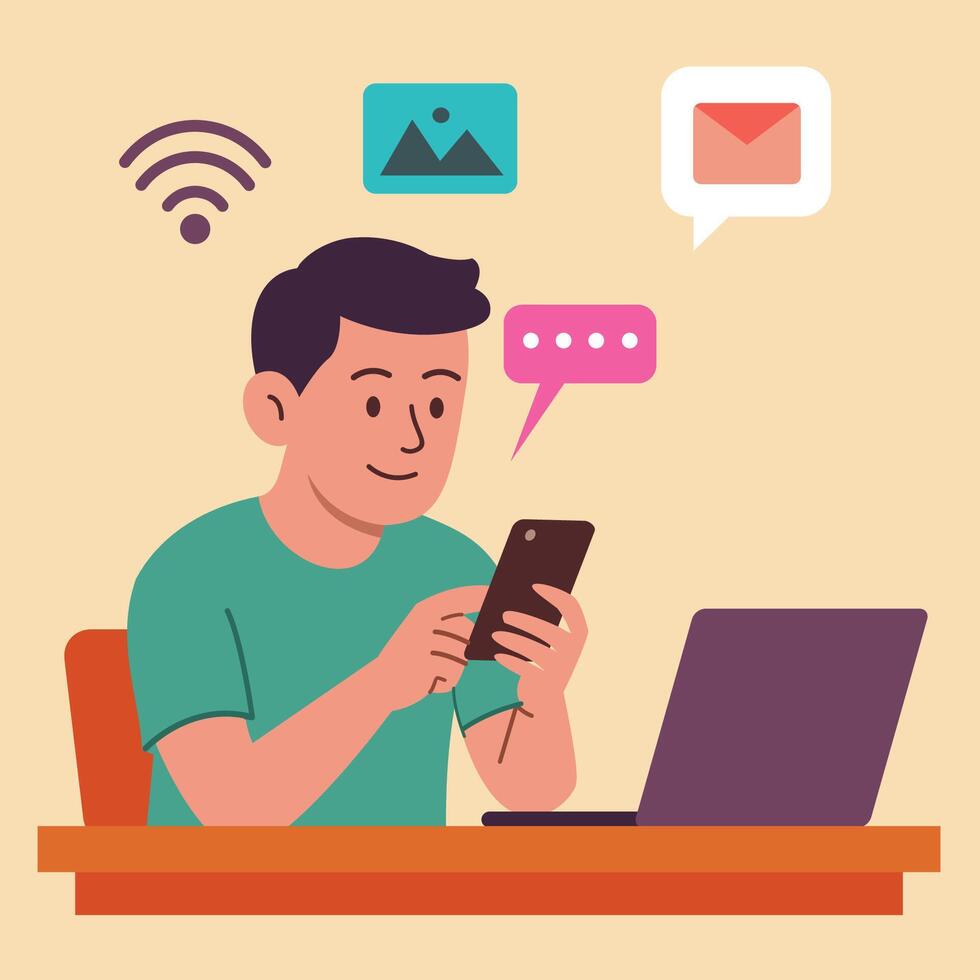 flat design illustration character, digital theme vector