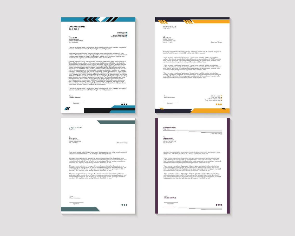 Collection of Modern Corporate Letterhead Templates vector