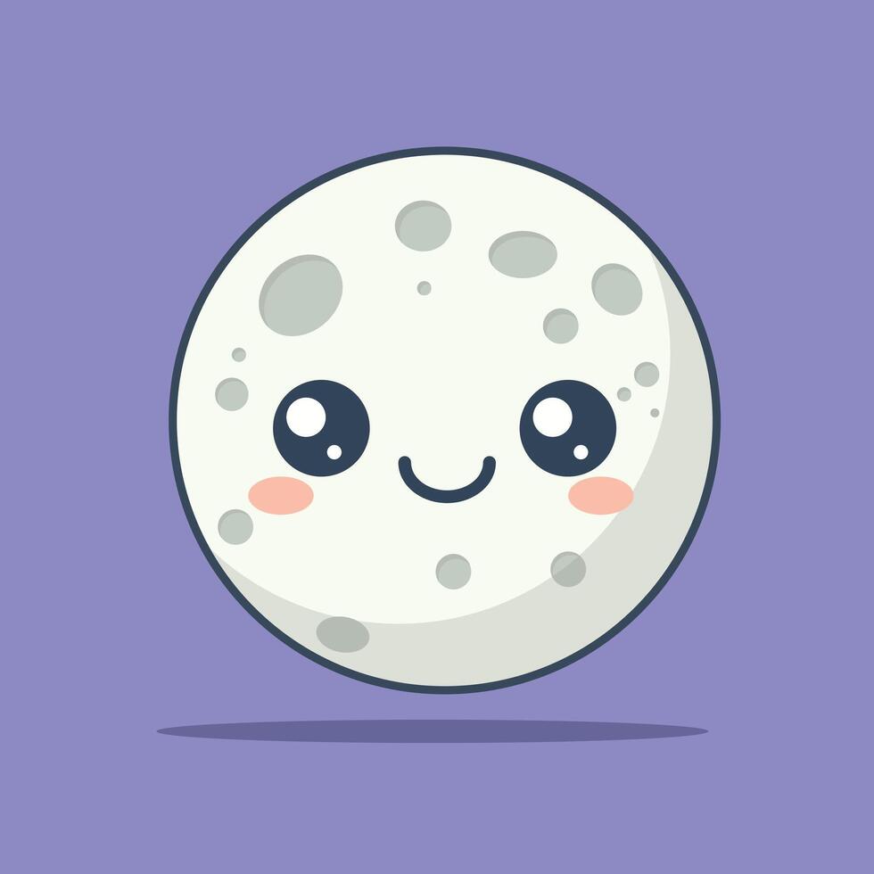 Cute Smiling Moon Cartoon Icon Illustration. Object Icon Concept Isolated Premium . Flat Cartoon Style vector
