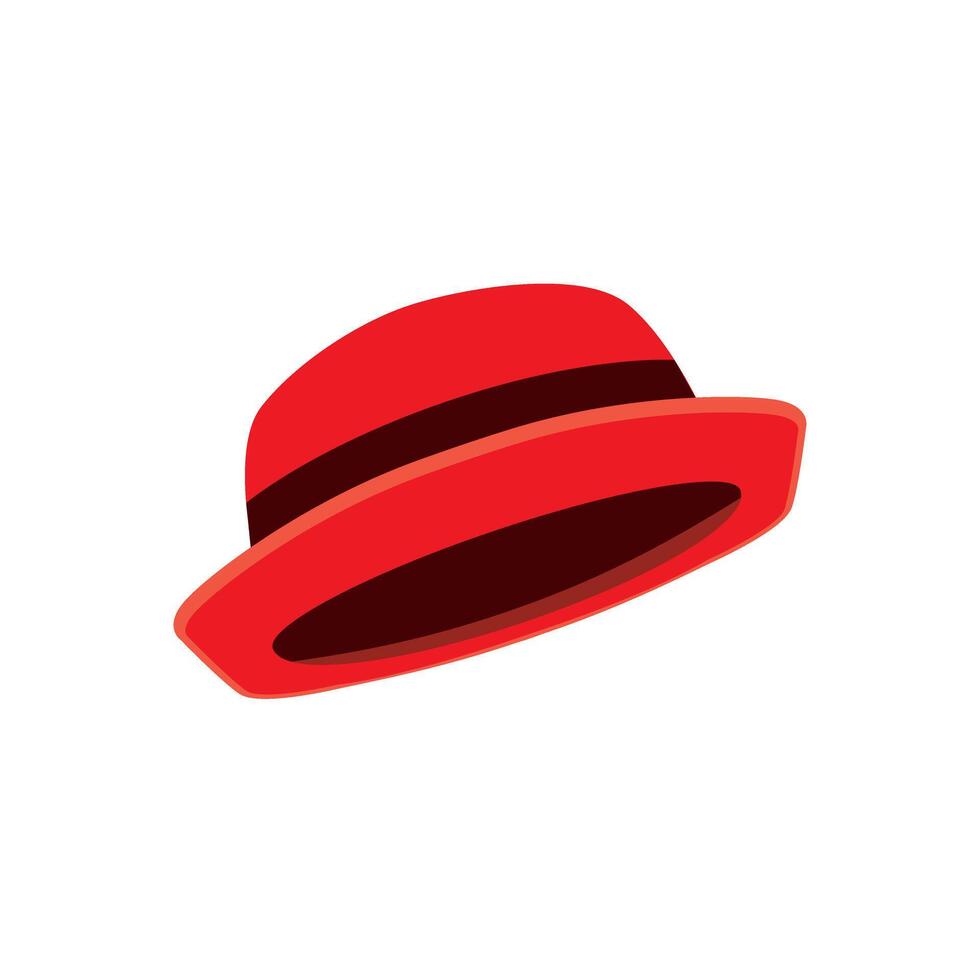 Red bowler hat icon. Illustration and drawing on white background. vector