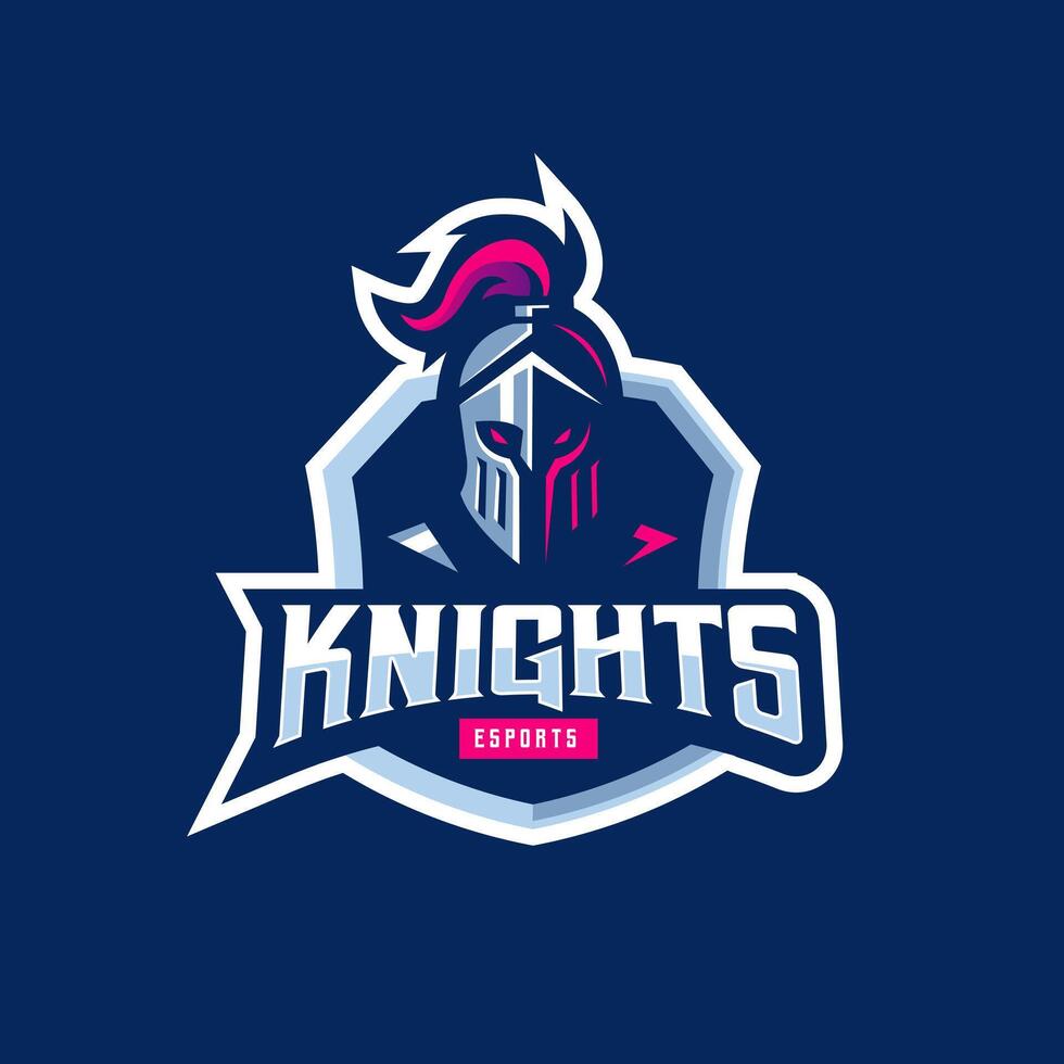 Knight Warrior in Shield Logo Design vector