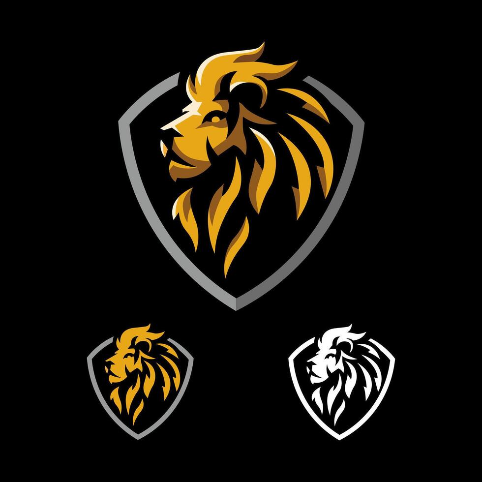 Lion logo in shield for sports esport or gaming vector