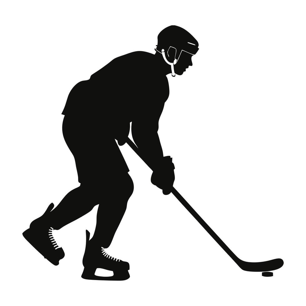 hockey player silhouette on white background vector