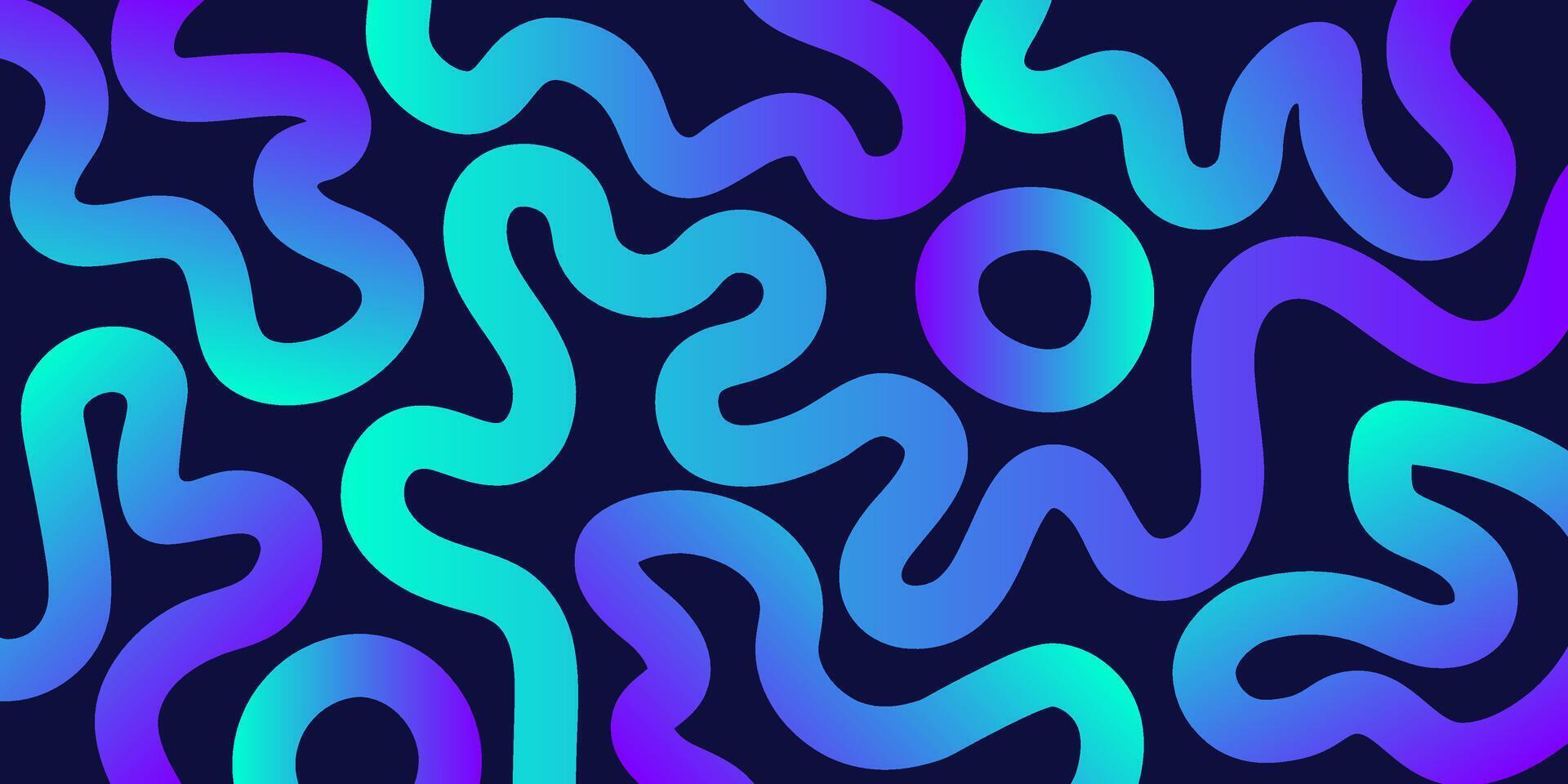 Abstract gradient blue neon waves on a dark background. Abstract background. Perfect for modern design, web, print and branding projects. illustration. vector
