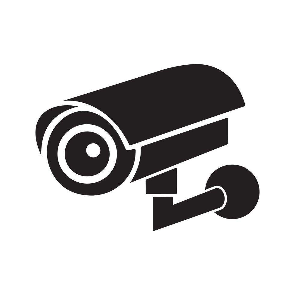 CCTV Silhouette Icon, Flat Design of Security Camera vector