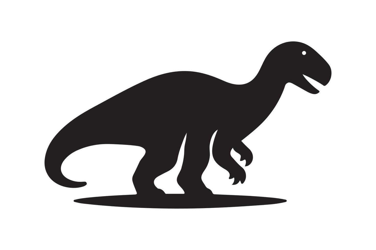 Black Dinosaur Icon, Prehistoric Wildlife Animal vector