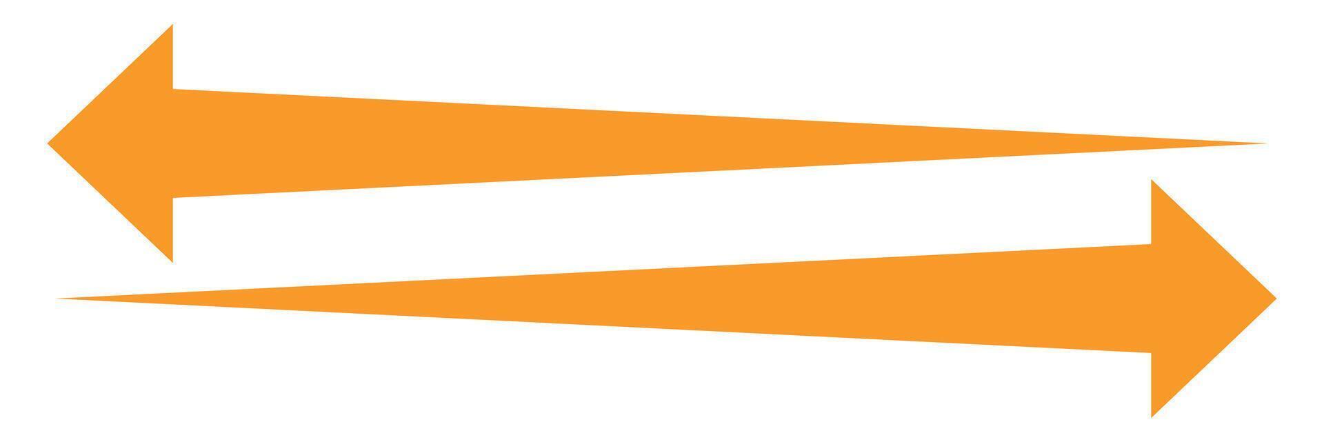 Orange arrow icon set. Long arrow. double long arrow left and right side arrow. vector