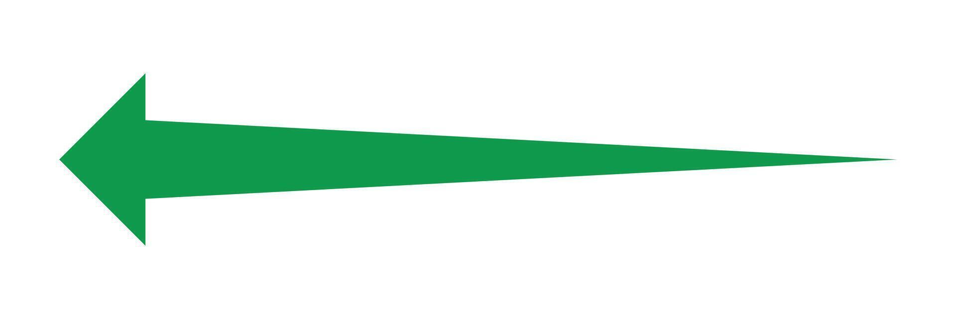 Green left arrow icon. long arrow. vector