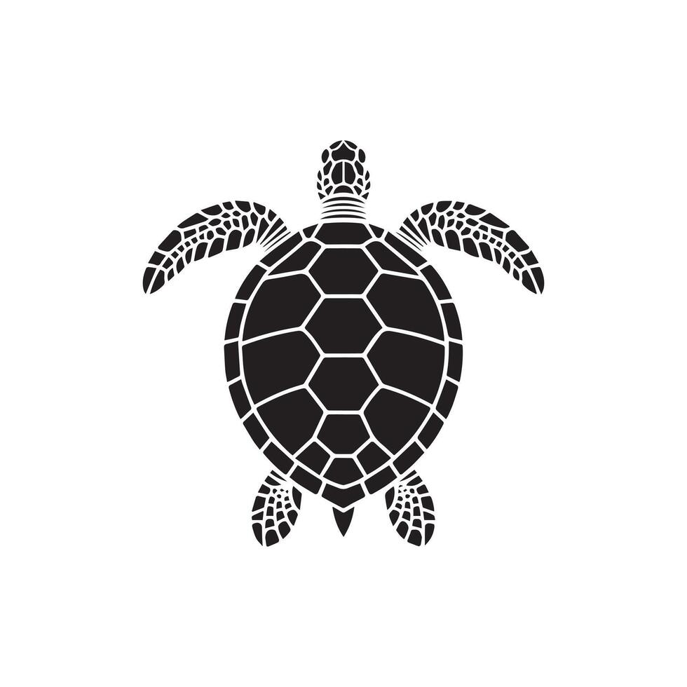 Sea Turtle Illustration Ocean Animal Silhouette with Detailed Shell Design vector