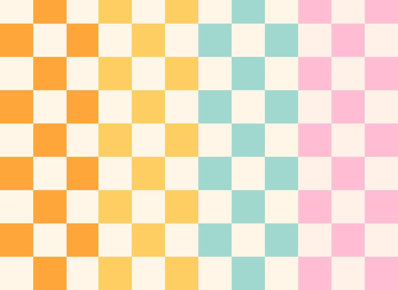 Set of seamless patterns with colored squares, checkered vector