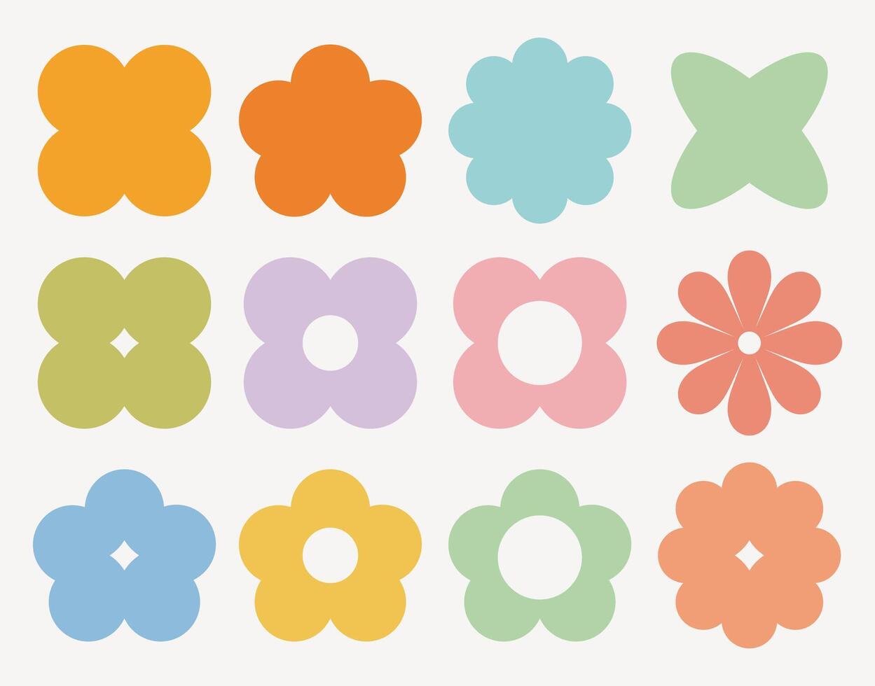 Set of colored silhouettes of spring and summer flowers vector
