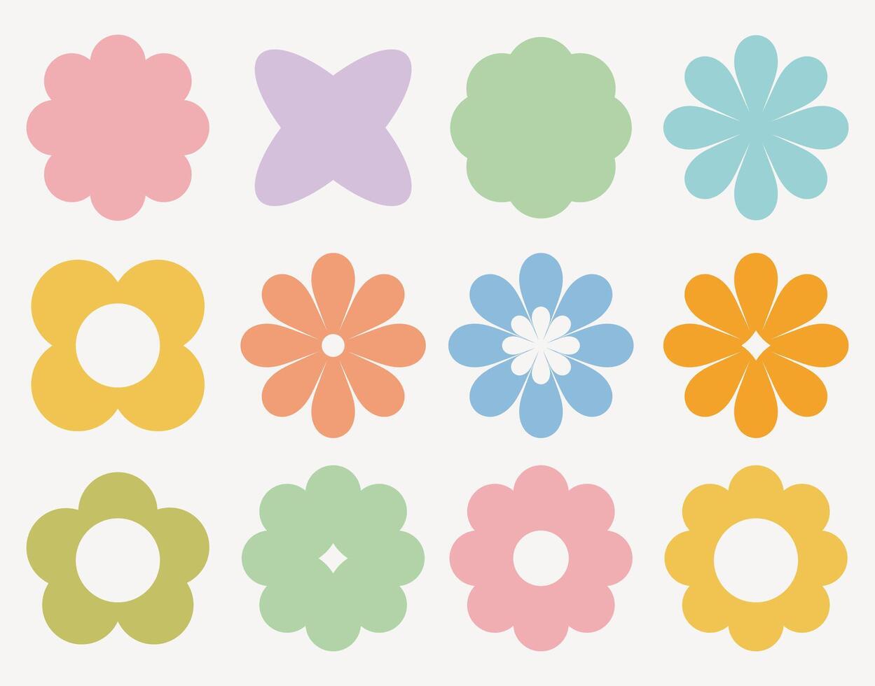 Set of colorful flower silhouettes for spring and summer vector