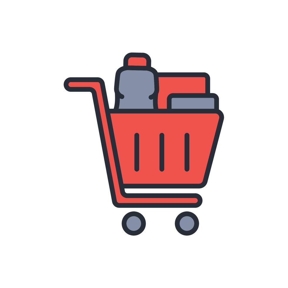 full cart icon colours life style vector