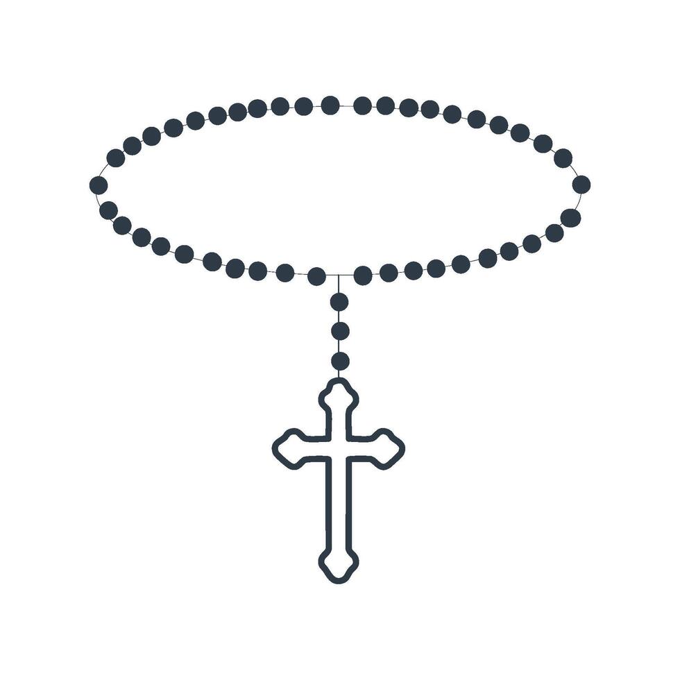 a rosary with a cross on it vector