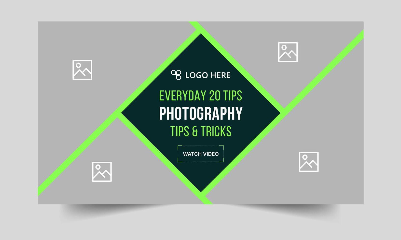 Daily wedding photography tips and tricks thumbnail banner design, daily photography techniques cover banner design, fully customizable eps 10 file format vector