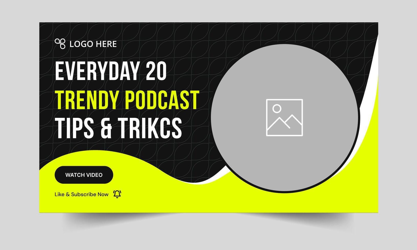 Creative podcast thumbnail banner design, podcast sound tips and trick cover banner design, fully customizable eps 10 file format vector